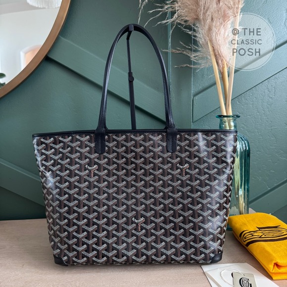 Goyard Handbags - EUC Goyard Goyardine Artois PM Tote Black White Bag